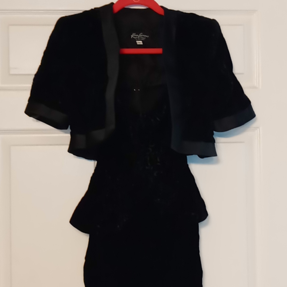 Strapless Velvet Cocktail Dress w/Matching Bolero